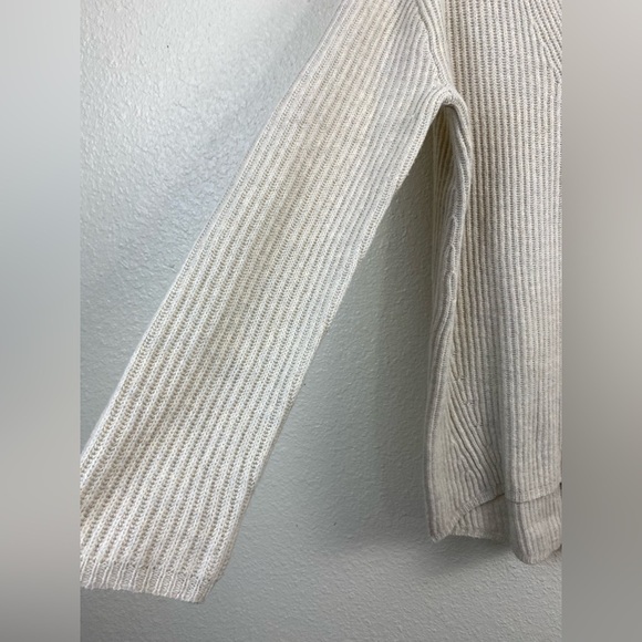 Madewell Wool Nkit V-Neck Long Sleeve Cozy Beige Cream Fall Winter Sweater Small - Picture 8 of 12